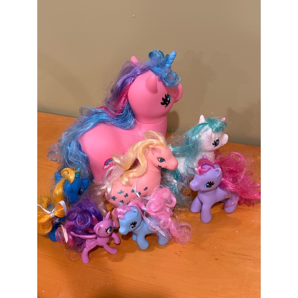 My Little Pony Unicorn and Pegasus Toy Lot Assorted Sizes Pink Blue 7pc